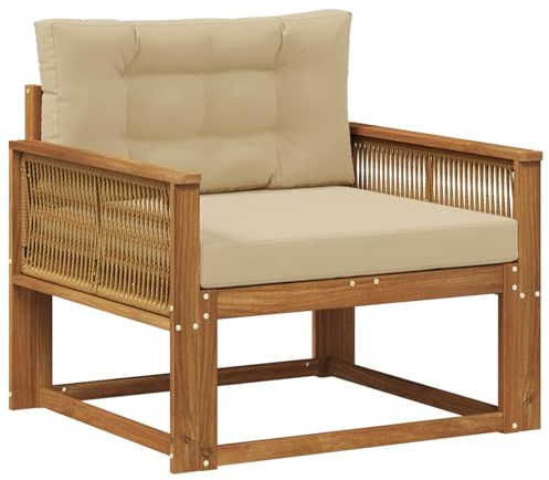 vidaXL Outdoor Mittelsofa Natur, Akazienholz Outdoor Mittelsofa, wetterfestes Patiositzmöbel, modernes Möbel für Gartenlounge und Balkon