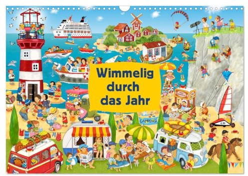 Wimmelig durch das Jahr (Wandkalender 2026 DIN A3 quer), CALVENDO Monatskalender: Lustige Wimmelbilder für Kinder (CALVENDO Spass)