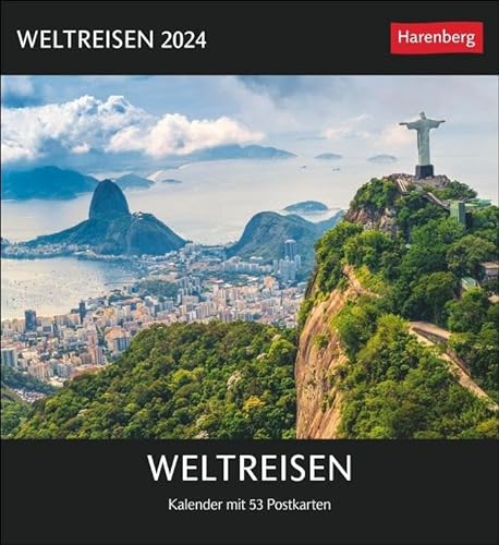 Weltreisen Postkartenkalender 2024. Jede Woche ein neues Traumziel im Postkartenformat. Fotokalender zum Aufstellen oder Aufhängen mit 53 Postkarten: Kalender mit 53 Postkarten