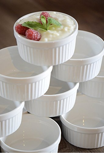12 moldes para soufflé para tartas, 11 cm de diámetro, porcelana