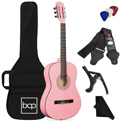 Meilleur Choix des produits les débutants Guitare acoustique avec housse, sangle, Digital E-turner, tuner et de choisir rose