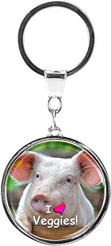 metALUm | Schlüsselanhänger Rund Metall Schweinchen Vegetarier - Veganer 6608003