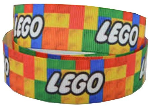 2m x 22mm Wide Multi Colour Building Brick Ribbon for Personalised Birthday Cake Decoration Ribbon Decorating Ideas for Present Gift Wrap Bows or Wrapping Bags Box Cards Art Craft Toppers