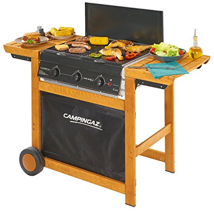 Campingaz Woody Adelaide 3 Barbacoa de Gas con 3 Quemadores, 14 Kw, Fácil Sistema de Limpieza Instaclean, Parrillas de Acero, 2 Mesas Laterales, 80x50x20 cm, Gris (Antracita), 3000004975