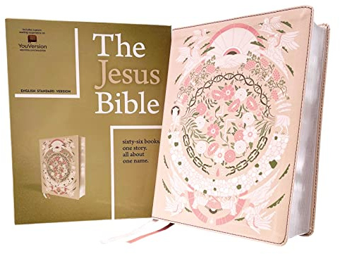 The Jesus Bible Artist Edition, ESV, Leathersoft, Peach Floral