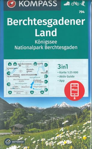 KOMPASS Wanderkarte Berchtesgadener Land, Königssee, Nationalpark Berchtesgaden: 3in1 Wanderkarte 1:25000 mit Aktiv Guide inklusive Karte zur offline ... Skitouren. (KOMPASS-Wanderkarten, Band 794)