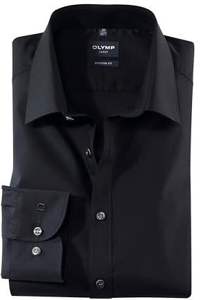 OLYMP Slim Hemd Langarm m Long Kent Kragen [Textilien] , 99 schwarz - 45