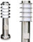 Wegeleuchte Tunes mit Steckdose, kleine Stehlampe aus Edelstahl mit Schuko Stecker, ideal als Gartenleuchte, schönes Design, Sockelleuchte, E27-Fassung, mit Schutzabdeckungen, ohne Leuchtmittel