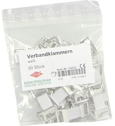 VERBANDKLAMMERN weiß mit Gummiband 50 St
