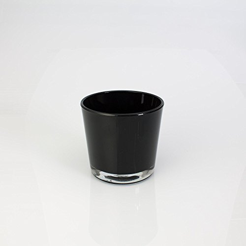 INNA-Glas Kleine Glasvase - Windlicht Alena, schwarz, 10,5cm, Ø 11,5cm