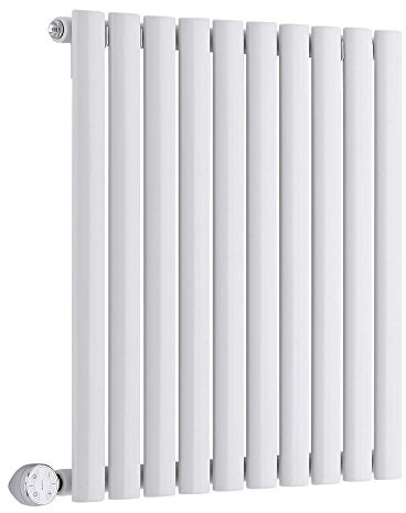 MILANO 600W White Horizontal Single Oval Panel Electric Radiator 635x595mm