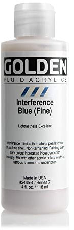 Or 0002465-4 4 oz - 118ml - Peintures acryliques Fluid Interference Color Paint Bottle - Bleu - Fine