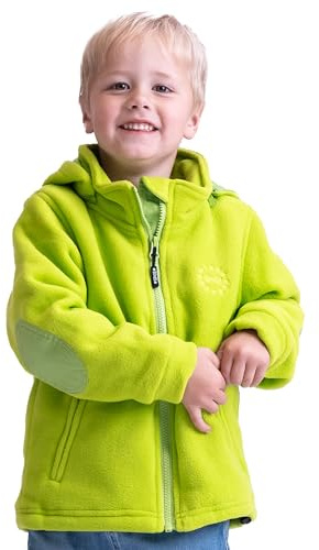 BMS Fleecejacke mit abnehmbarer Kapuze, Limette, Größe 140