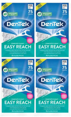 DenTek Completa Clean menta fresca angolato Floss Picks 75 bis (pacchetto di 4)