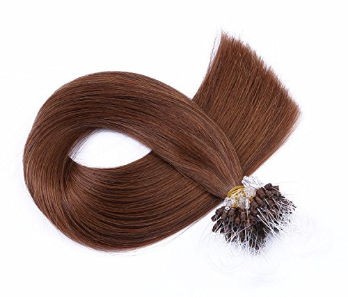 Micro-Ring/Loop Hair Extensions (#6 - BRAUN - 60 cm - 100 Strähnen - 0,5g) 100% Remy Echthaar Haarverlängerung Micro Ring Remy Qualität, ganz leicht einzusetzen - by Haar-Profi