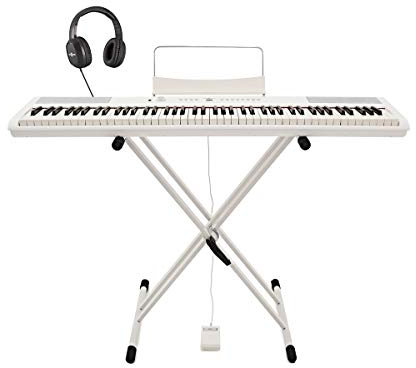 SDP-2 Stage Piano by Gear4music + Stand, Pedal and Headphones, White
