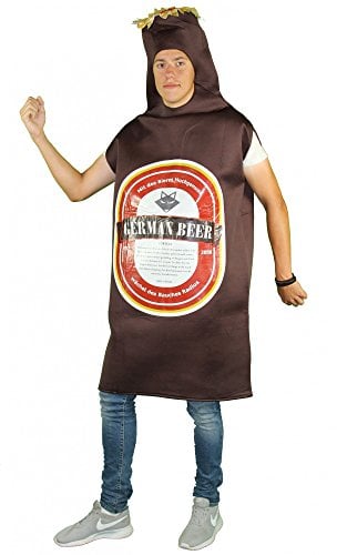 Foxxeo 40293 I braunes Bierkostüm Kostüm Bier Junggesellenabschied Bierflasche Flasche Pils Rückseite bedruckbar Blanko, Größe:M/L