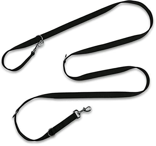 Hundeleine in Schwarz 5 Fach Verstellbar und Stabil 3m Lang 2,5cm Breit Hundeführleine für Kräftige und Große Hunde Geflochtene Doppelleine Laufleine Nylon Seil mit Zwei Karabiner4