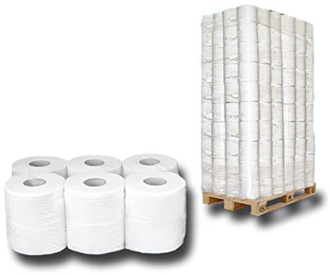 Palette Jumbo-Toilettenpapier, Jumbo-Rollen, Klopapierrollen, WC-Papierrollen, 2 lagig Zellstoff ca. 18cmx150m - Premium
