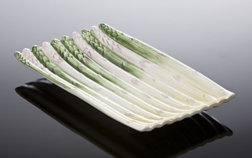 Bassano Ausgefallene italienische Keramik Spargel Servierplatte flach 32x20x3,5