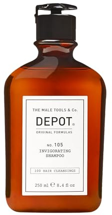 DEPOT - No.105 Invigorating Shampoo 250ml | Energizing Shampoo for Hair with Hair Loss Problems, Indian Kino Tree Extract, Multivitamin Complex