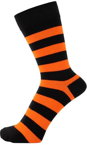 ZAKIRA Finest Combed Cotton Striped Dress Socks for Men, Women, 4-6 (UK), Orange/Black