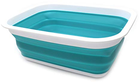 SAMMART 9,2 l Faltbare Wanne – tragbarer Picknickkorb für den Außenbereich – Faltbare Einkaufstasche – platzsparender Aufbewahrungsbehälter (Hellblau)