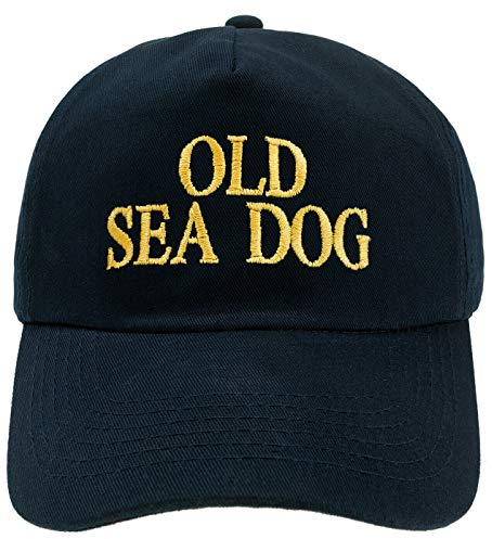 4sold Herren Kinder Kapitänsmütze Weiss Army Military Baseballmütze Security Cap Captain Ancient Mariner Captain Cabin Boy Crew Yachting Inschrift Schriftzug Gold (Old Sea Dog, Erwachsene)