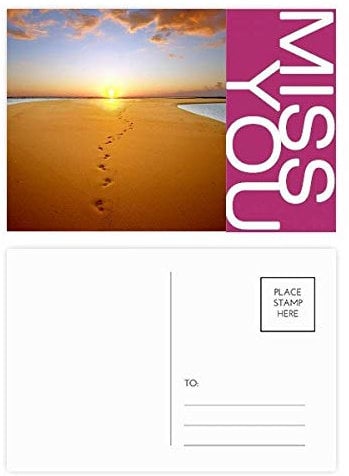 Postkarten-Set mit Fußabdruck, Motiv Sonnenuntergang, Seide, Kamel, Wüstenmotiv, 20 Stück