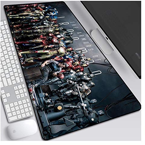 IGIRC Tapis De Souris Iron Man 900X400Mm Cadeau Garçon, Tapis De Souris Gaming De Précision Et De Rapidité avec Base De 3Mm D'Épaisseur, pour Ordinateurs Portables, Pc
