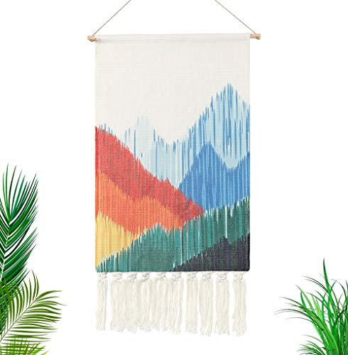 LOMOHOO Makramee gewebter Wandbehang Tapisserie Boho Chic Wanddekoration geometrische Kunst böhmische Dekoration für Wohnung Zuhause Wohnheim Zimmer Hintergrund (Waves)
