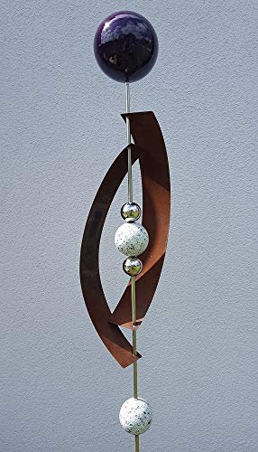 Skulptur Deimos violett 145 cm Edelstahl & Cortenstahl Beetstecker Gartenstecker