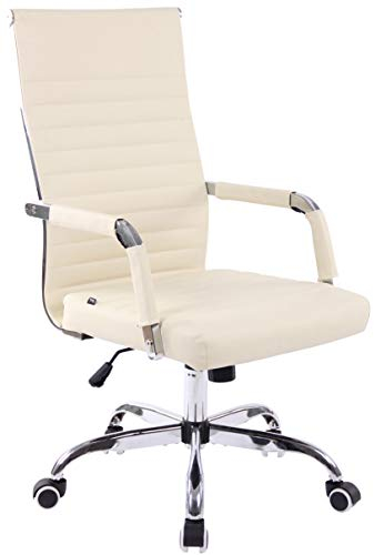 CLP Ergonomischer Bürostuhl Amadora I Höhenverstellbar, 360 Grad Drehstuhl I Kunstleder Oder Stoff Bezug I Langlebig, 120 kg Belastbar, Farbe:Creme, Material:Kunstleder