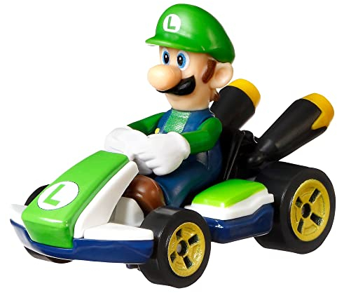 DieCast Modell LUIGI Version STANDARD KART von SUPER MARIO KART – Maßstab 1:64, Länge 5cm (HW GLP37)