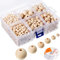 BITEFU 1235 Stück Holzperlen Natur Holzkugeln mit Loch, Kostenlos 2 Rollen Transparenten Elastischen Fadens für DIY Schmuck Herstellung, 6 Größen Holzperlen (6 mm/ 8 mm/ 10 mm/ 12 mm/ 16 mm/ 20 mm)
