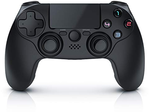 CSL - Wireless Gamepad für PS4, PS4 Pro und Slim - Controller mit Dual Vibration, 3,5 mm Headset Ausgang, Extension Port, Lichtleiste, Touchpad, 3D und Gyrosensor
