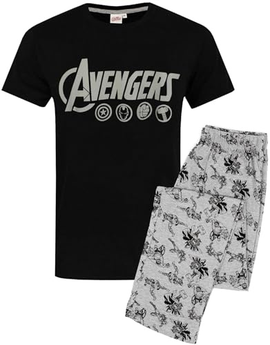 Marvel Pigiama da Uomo con Logo Lounge, Pantaloni e t-Shirt degli Avengers