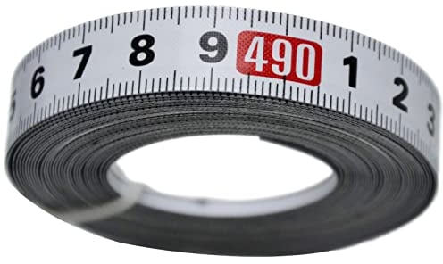 Meichoon Selbstklebendes Maßband Klebriges Stahlmaßband 1/2 x 4,9 m, 5 m Links-Rechtslesung DC713
