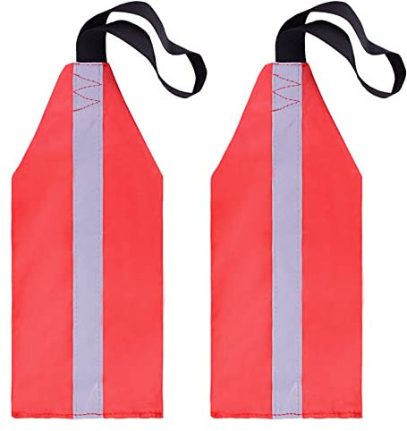 Emsiok 2 PCS Kayak Safety Flag High Visibility Trailer Warning Flags Reflective Travel Red Tow Flag Kayak Accessories for Truck Long Load Canoe Sup Towing 