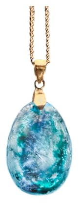 firstonthesun Energetischer Edelstein Orgonit Anhänger Polarlicht - Spiritueller Kristall Schmuck mit Kette | Selenit | Seidenspat | Herkimer Diamant - Vergoldeter Edelstahl