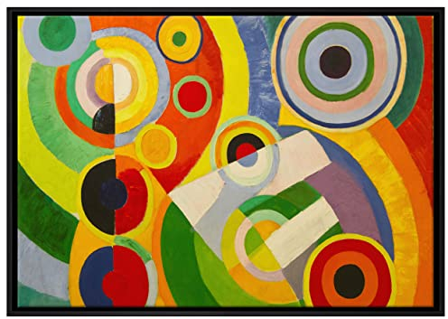 Pixxprint Robert Delaunay - Rythmus Freude am Leben Leinwandbild 100x70 cm im Bilderahmen, Wandbild, Schattenfugenrahmen, Kein Poster
