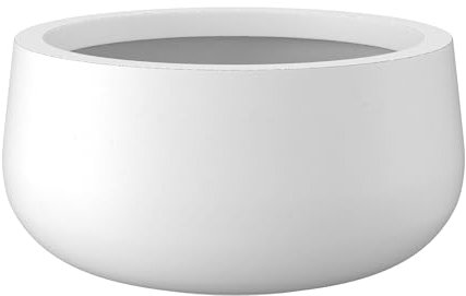 Kante Pot de Fleurs Rond en béton Finition Blanc Pur, 49,8 cm D
