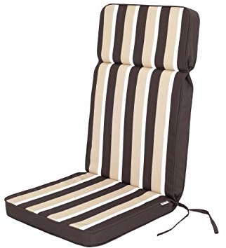 1-Stück Stuhlauflagen für Gartenmöbel Sitzpolster für Hochlehner, Gartenmöbelauflagen, Gartenstuhl-Auflage - 120 x 50 x 5 cm - Braun mit Beigen Streifen