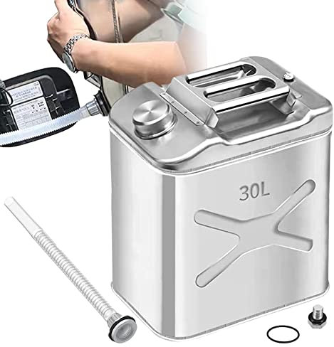 Bidon à en métal et Acier Inoxydable avec Bec verseur pour - Bidon à - pour , , Huile Moteur, etc. - Secours en Acier Inoxydable (30 L)