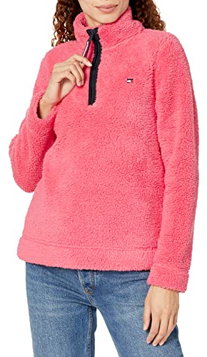 Tommy Hilfiger Damen Sherpa 1/4-zip Pullover Jacket Sherpajacke mit 1/4-Reißverschluss, Rosette, XL