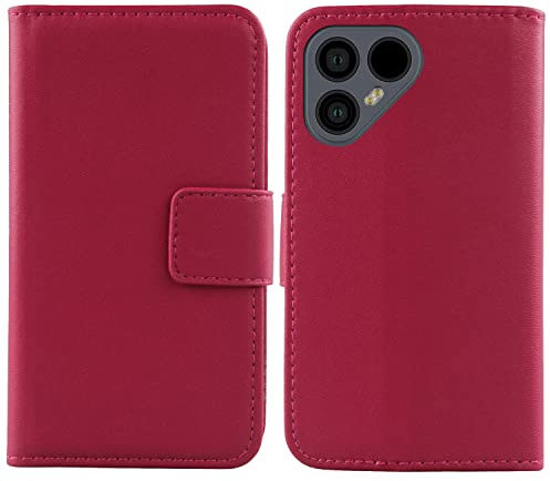 Bulbior Echt Leder Tasche Für Fairphone 4 6.3 Inch TPU Silikon Hülle Handy Flip Lederhülle Handyhülle Brieftasche Kartenfächer Schutz Premium Case Cover Etui (Rosa)