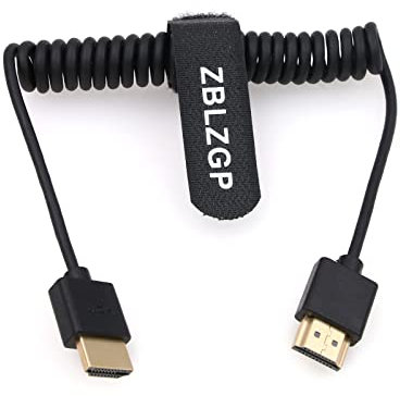 ZBLZGP HDMI to HDMI Coiled Cable High Speed Ethernet for Portkeys BM5 Monitor, Laptop, Computer, Camera, Monitor (Coiled Cable, HDMI)