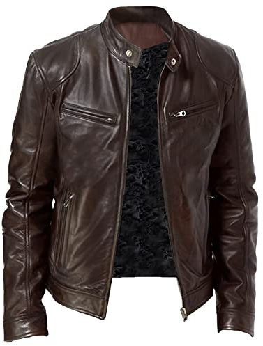 sutelang lurryly blouson cuir homme - Veste en cuir à col montant pour hommes automne et hiver veste de en faux cuir à fermeture éclair Géants Capuche Hommes