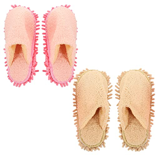 DOITOOL 2paires Mules à Mop Lavables Microfibre De De Balayage Pratiques Et Antidérapants Pour Nettoyage Des Sols Couleurs Et Moyenne