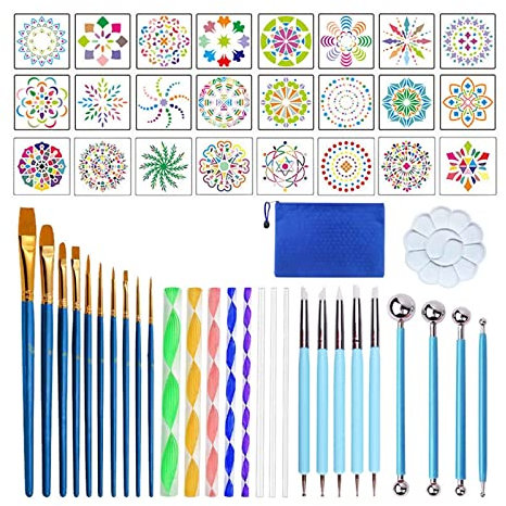 KIHENE 53pcs Mandala Dotting Tools Multi-Styles Nail Tools Malschablonen Drawing Stylus DIY Stone Embossing Drawing Stylus Art Kit (Color : 53pcs)